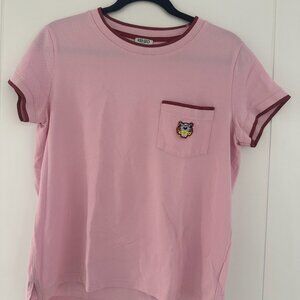 KENZO Tiger Crest Pink Pique Crewneck With Embroidery Women's Large T-shirt
